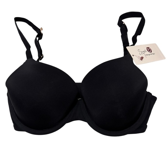 New! Secret Treasures Black T-Shirt Full Coverage Bra Sz 32C Underwire - Picture 1 of 2